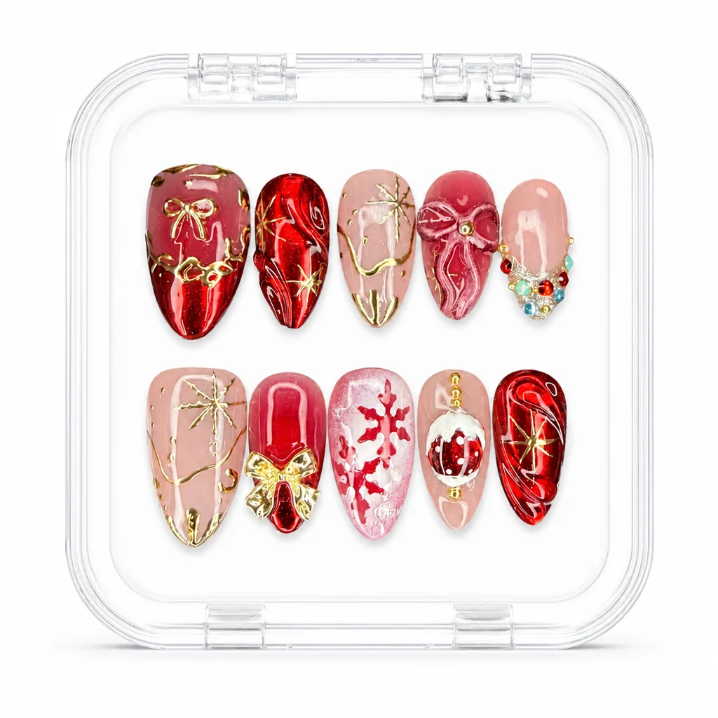Press-on Nails Wholesale $14.90 Festive Holiday Charm by Yabe Vietnam