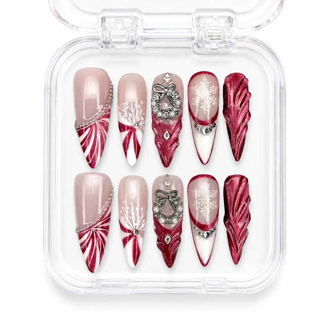 Press-on Nails Wholesale $14.90 Festive Noel Elegance by Yabe Vietnam