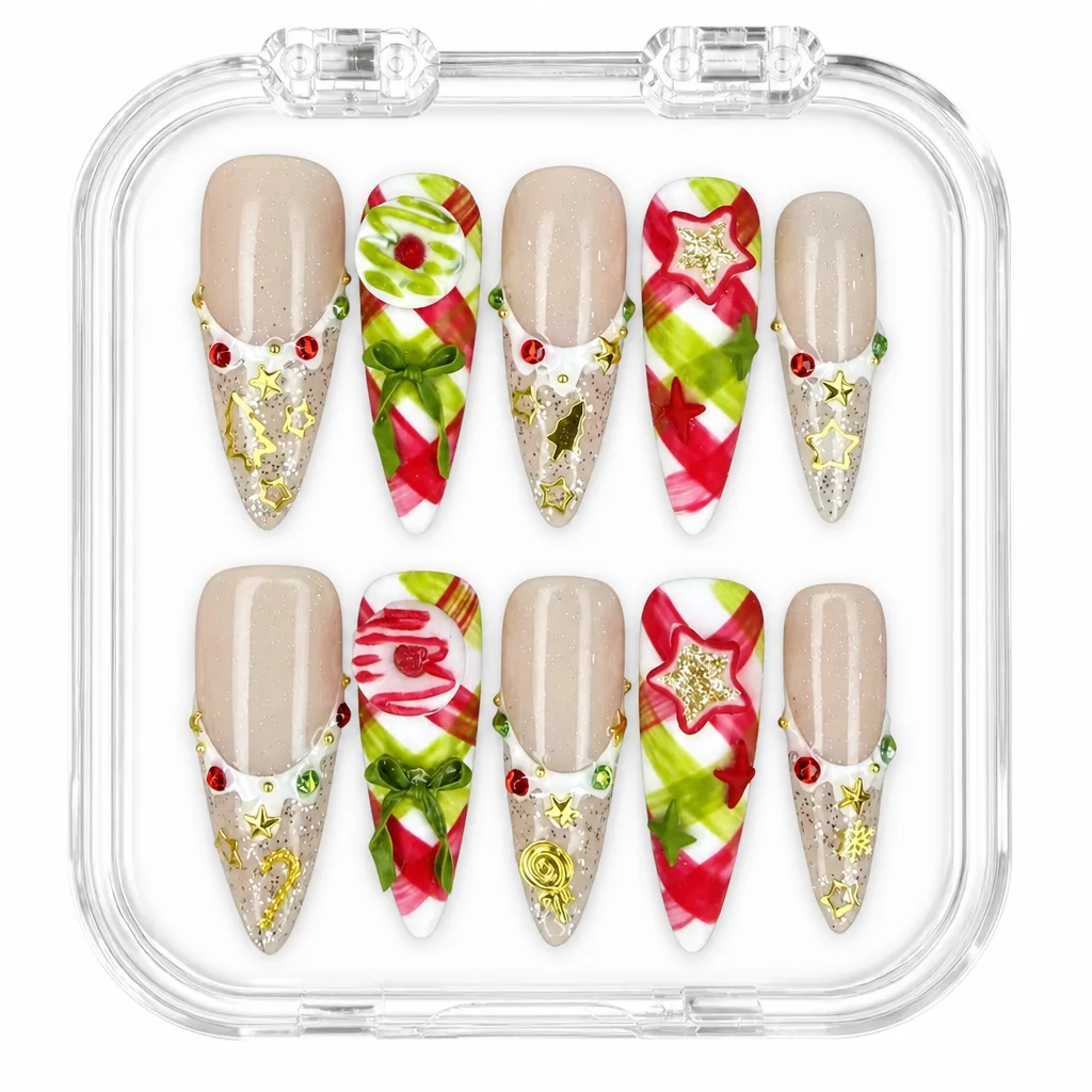 Press-on Nails Wholesale $14.90 Joyful Holiday Glam Nails by Yabe Vietnam